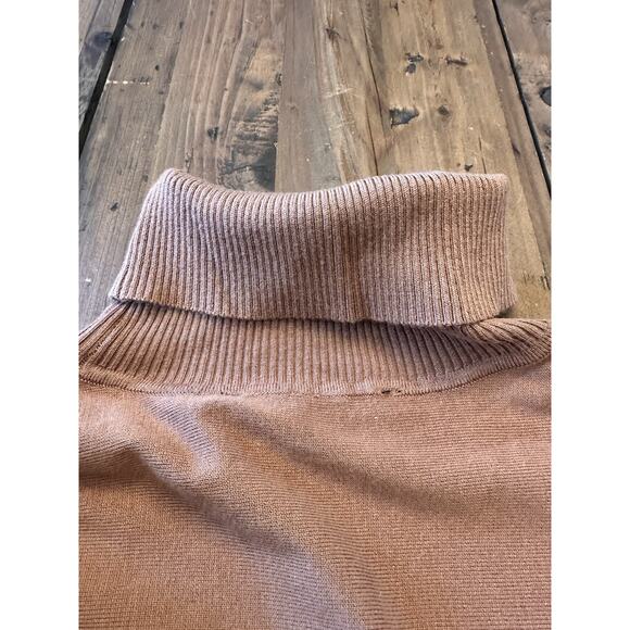 Boston Proper Size Small Tunic Sweater Tan Ribbed Turtleneck Capsule Minimalist - Picture 13 of 13
